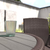 3 Pieces Patio Bar Set, Rattan Bistro Table and Chairs, Outdoor Conversation Furniture Set with Ice Bucket, Dark Brown