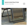 Wicker Folding Lounge Chair with Adjustable Backrest, Rattan Recliner Chair with Headrest & Side Table Tray, Grey