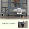 Cat Condo Wooden Indoor Cat House on Wheels with Cat Flap Door Platforms Hammock Openable Top for 2 Cats, Light Grey