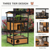 4-Floor Wood Outdoor Cat House Catio for Cats with Condo, Fun Entrances, Perch, Natural