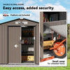7' x 4' x 6' Garden Storage Shed Outdoor Patio Metal Tool Storage House w/ Foundation Kit and Double Doors, Brown