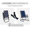 Folding Rocking Chair Set of 2 Padded Rockers with Armrest, Navy Blue