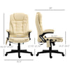 Fauteuil de direction en cuir à dossier haut, chauffant, ergonomique, massant, pivotant, vibrant et réglable, meuble de bureau (beige)