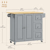 Kitchen Island on Wheels, Kitchen Cart with Drop Leaf, Drawers