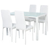 5-Piece Rectangular Glass Kitchen Table and Chairs with Metal Frame and Faux Leather Upholstery for Dining Room