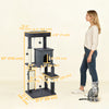 52 Inch Cat Tree with Scratching Posts, Cat Bed, Condo, Grooming Brush, Jumping Platforms, Toy Balls, Anti-tip Kit