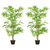Artificial Bamboo Tree Set of 2, 5ft Fake Tree with Realistic Leaf and Natural Trunk, Decorative Plant in Nursery