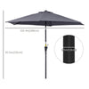 8.5FT Patio Umbrella, Round Garden Parasol with 6 Ribs, Market Sunshade Tilt Canopy w/ Crank Handle for Outdoor, Grey
