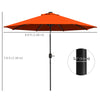9ft Solar Patio Umbrella Outdoor Sunshade 24 LED Lights Tilt Canopy Orange