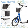 Aosom Kick Scooter with Adjustable Handlebar, Kids Scooter with 2 Brakes Basket Cupholder 16
