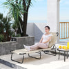 Outdoor Lounge Chair, Garden Folding Chaise Lounge w/ Adjustable Backrest, Face Hole and Support Pillow, Beige