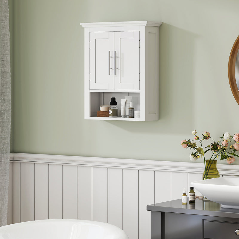 Bathroom Wall Cabinet, Medicine Cabinet, Toilet Storage Cabinet with Shelf for Living Room and Entryway, White