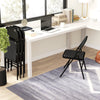 Set of 4 Metal Foldable Chairs, PU Leather Padded Folding Chairs with Cushion Seat and Open Back for Indoor, Black
