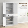 Long Standing Kitchen Cabinet w/ 2 Drawers MDF Board, White