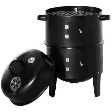 3-in-1 Vertical Charcoal BBQ Smoker, 16