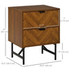 Bedside Table, Nightstand for Bedroom, End Side Table Dresser Storage with 2 Drawers, Walnut Brown