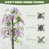 5.9FT Fake Wisteria Tree with Natural Wood Trunk, Artificial Plant in Nursery Pot, Greenery Tall Faux Floor Plant Purple