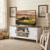TV Stand for TVs up to 55 Inch, Entertainment Center with 2 Open Shelves, 2 Cabinets, Thick Top, White and Brown