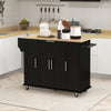 Modern Rolling Kitchen Island Cart with Drawers, Natural Wood Top, Towel Rack, Door Storage Cabinet