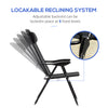 Set of 4 Camping Chairs, Outdoor Folding Lounge Chair Set with 5 Level Adjustable Backrest, Removable Headrest, Armrest for Camping, Backyard, Black