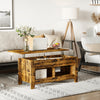 Lift Top Coffee Table with Hidden Storage Compartment and Open Shelves, Lift Tabletop Pop-Up Center Table for Living Room