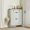 Narrow Shoe Storage Cabinet, Farmhouse Shoe Cabinet with 2 Flip Drawers, 1 Drawer, 12 Pairs for Entryway, White