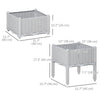 2 Piece Raised Garden Bed PP Raised Flower Bed Vegetable Herb Grow Box Stand Light Grey