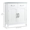 Freestanding Bathroom Cabinet, Storage Cupboard with 2 Drawers, Double Doors, Adjustable Shelf, White