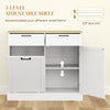 Hidden Garbage Bin Cabinet, Tilt Out Trash Cabinet w/ 2 Drawers, Freestanding Kitchen Island for Laundry, White