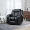 Swivel Massage Recliner Chair Rocker, Overstuffed Manual Reclining Sofa, PU Leather Rocking Chair with Side Pockets, Cup Holders, for Living Room, Nursery