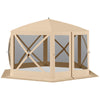 12' x 12' Hexagon Automatic Pop Up Screen Tents Camping Shelter Picnic Canopy Outdoor Sun Shade with Mesh Sidewalls and Carry Bag