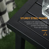 Outdoor Side Table, Patio End Table with Umbrella Hole, Small Coffee Table with Steel Frame for Balcony, Black