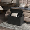 31.5 Inches Storage Chest, Storage Trunk with 2 Safety Hinges for Living Room, Black Wood Grain