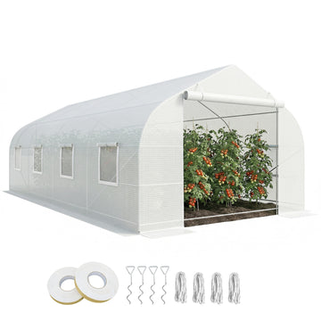 20x10x7ft Walk-in Steeple Greenhouse Outdoor Backyard Plant Seed Growth Tunnel Shed Warm House with 2 Anchor Way