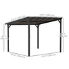 10' x 14' Hardtop Gazebo Wall-Mounted / Free Standing Outdoor Pergola with UPF 50+ & Waterproof Polycarbonate Roof