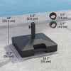 Plastic Square Patio Umbrella Base with Wheels Handle, Heavy Duty Outdoor Umbrella Stand Base, Filled Up to 73lb with Stand or 57lb with Water for Garden, Poolside, Black