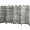 6 Ft Tall Folding Room Divider, 8 Panel Portable Privacy Screen, Hand-Woven Partition Wall Divider, Mixed Grey