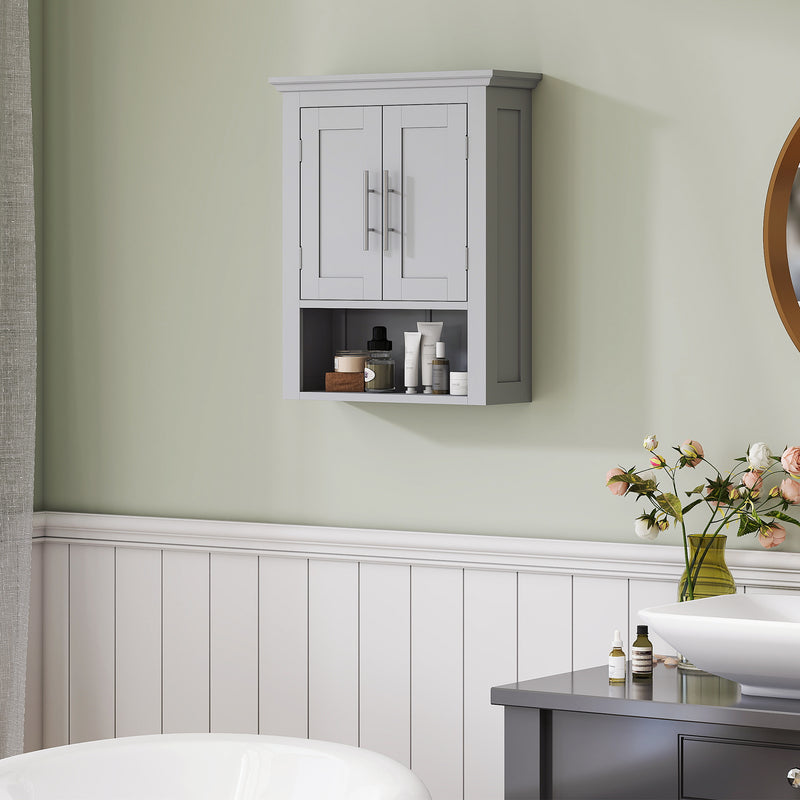 Bathroom Wall Cabinet, Medicine Cabinet, Toilet Storage Cabinet with Shelf for Living Room and Entryway, Grey