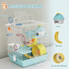 3-Level Hamster Cage with Exercise Wheel, Play Tube, Water Bottle, Food Dish, Hut, Ladder, Blue