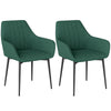 Dining Chairs Set of 2, Upholstered Linen Fabric Accent Chairs with Metal Legs, Light Grey