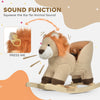 Qaba Baby Rocking Horse Lion Design Plush Stuffed Rocking Chair, Wooden Rocking Horse with Sound, Seat Belt for Boys and Girls Gift, Brown