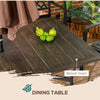 7 Pieces Outdoor Dining Set for 6 with Stackable Chairs with Wood Grain Top, for Garden, Patio, Backyard, Brown