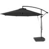 10FT Cantilever Umbrella with Fillable Base, Wind Strap and Cover, Offset Hanging Umbrella with Crank, UPF50+, Grey