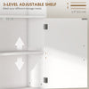Over The Toilet Storage Cabinet, Freestanding 4-Tier Bathroom Organizer with Adjustable Shelf and 2 Doors, White