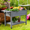 Raised Garden Bed with 8 Grids and Storage Shelf, Elevated Planter Box with Legs, for Vegetables Flowers Herbs, Grey