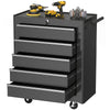 Rolling Tool Chest, 5-Drawer Lockable Tool Cabinet with 4 Wheels, Handle, Toolbox Storage Organizer for Garage, Workshop, Repair Shop, Black