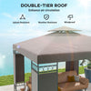 10 x 10 FT Canopy Gazebo, Double Roof Patio Gazebo with Screen Panels and Metal Frame for Deck, Backyard