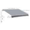 12' x 10' Retractable Awning Patio UV Resistant Fabric and Aluminum Frame for Deck, Balcony, Yard, Grey