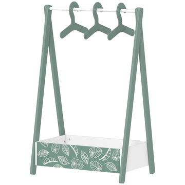 Qaba Kids Clothing Rack with Storage Shelf, Hangers, for Nursery Room, Living Room, Playroom, Pink