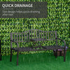 Metal Outdoor Bench with Liftable Middle Table, Patio Loveseat, Garden Bench for Lawn, Porch, Seats 2–3 People, Black